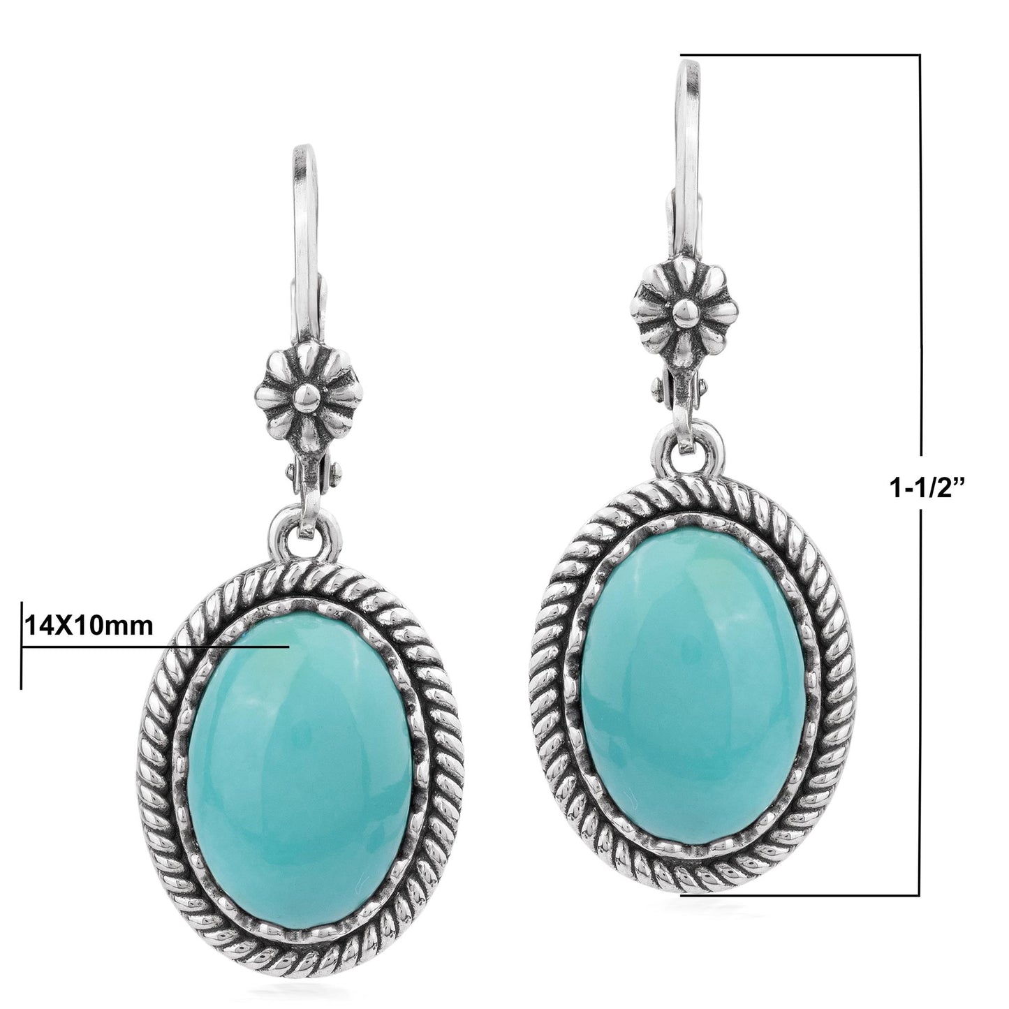 EXCLUSIVELY OURS! Sterling Silver Kingman Turquoise Oval Drop Lever Back Earrings