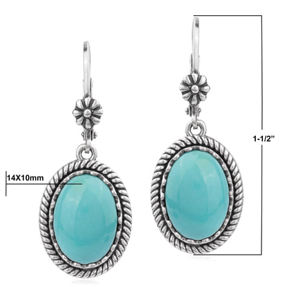 EXCLUSIVELY OURS! Sterling Silver Kingman Turquoise Oval Drop Lever Back Earrings