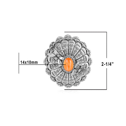 Sterling Silver Orange Spiny Oyster Butterfly and Dragonfly Pendant Enhancer