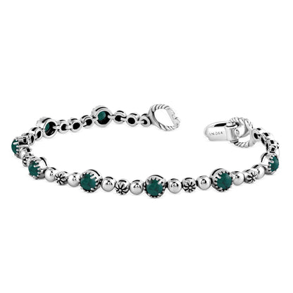Sterling Silver Chrysocolla Round Beaded Bracelet