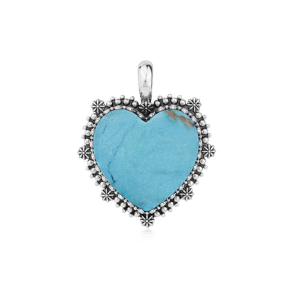 EXCLUSIVELY OURS! Sterling Silver Kingman Turquoise Heart Pendant Enhancer