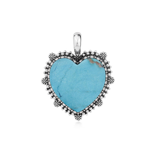 EXCLUSIVELY OURS! Sterling Silver Kingman Turquoise Heart Pendant Enhancer