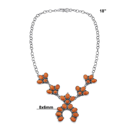 LIMITED EDITION! Sterling Silver Orange Spiny Oyster Cluster Naja Necklace, 18 Inches