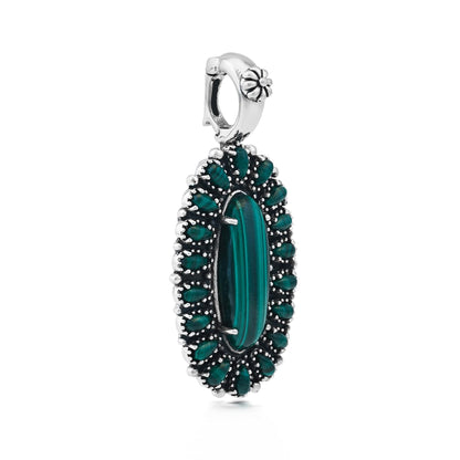  Sterling Silver Malachite Petit Point Gemstone Cluster Pendant Enhancer