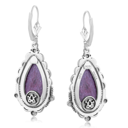 LIMITED EDITION! Sterling Silver Ruby Zoisite Pear-Shaped Dangle Earrings