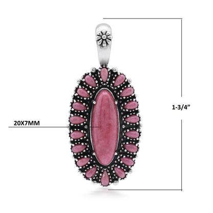  Sterling Silver Rhodonite Petit Point Gemstone Cluster Pendant Enhancer