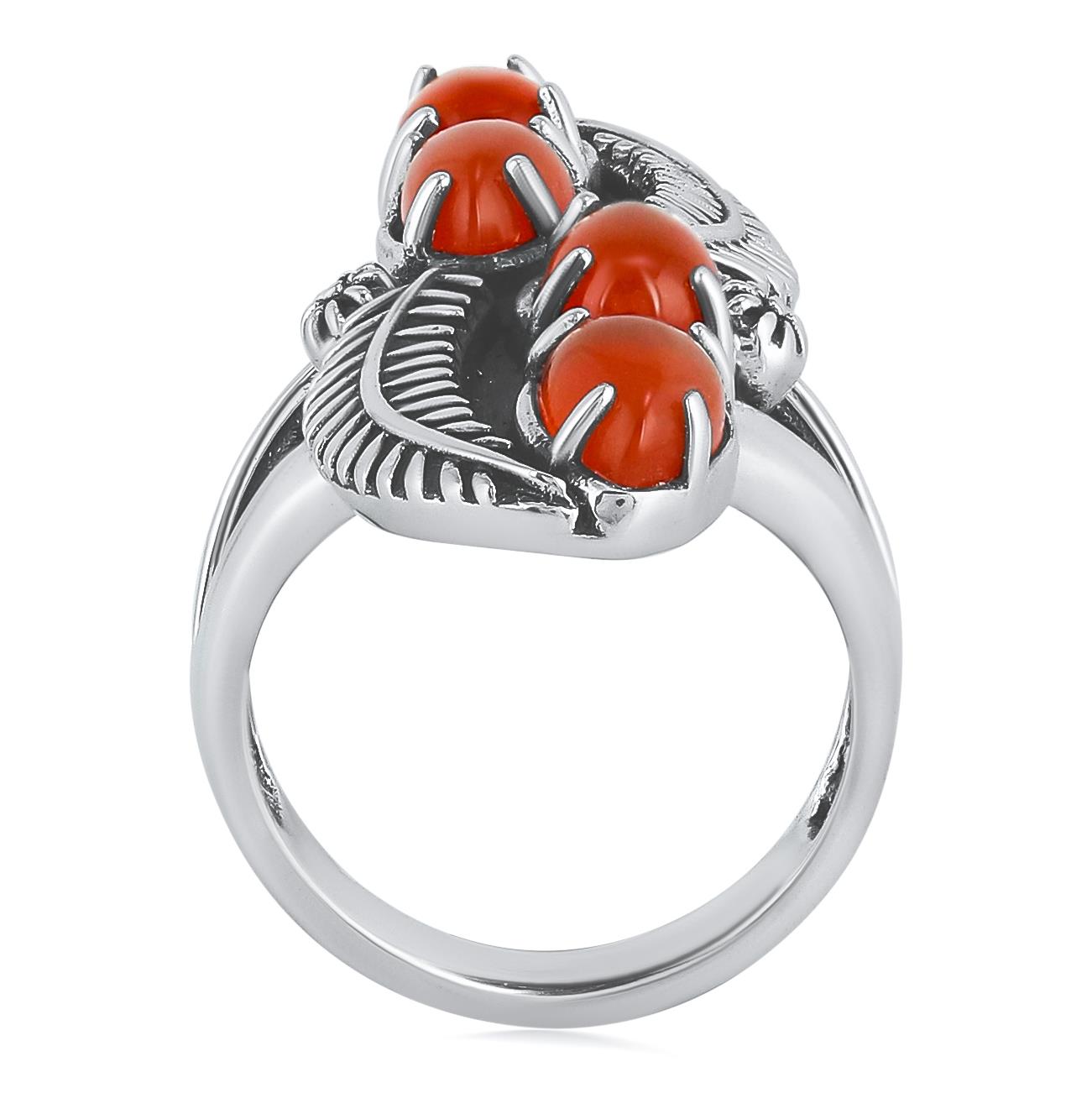 EXCLUSIVELY OURS! Sterling Silver Red Onyx Elongated Leaf Ring