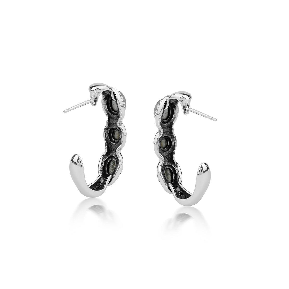 EXCLUSIVELY OURS! Sterling Silver White Howlite Pear and Round Cut Hoop Earrings