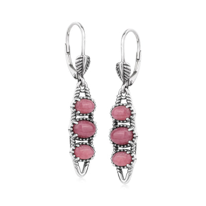 EXCLUSIVELY OURS! Sterling Silver Rhodonite Friendship Lever Back Dangle Earrings
