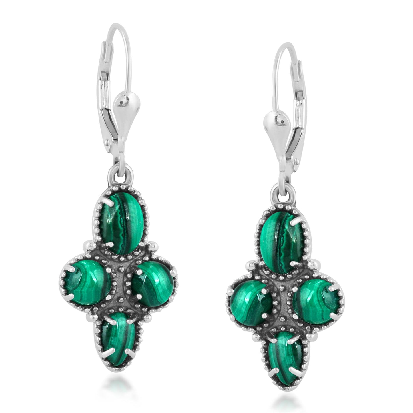 EXCLUSIVELY OURS! Sterling Silver Malachite Lever Back Dangle Earrings