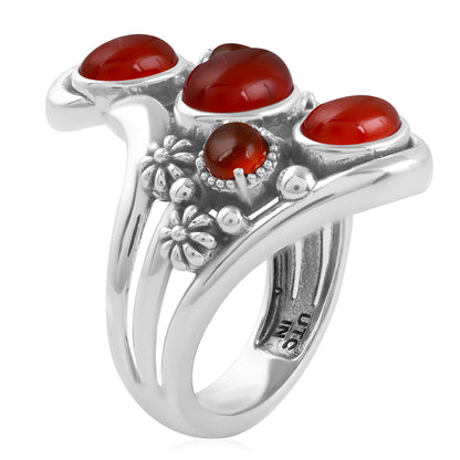 Sterling Silver Red Onyx Freeform Bypass Ring