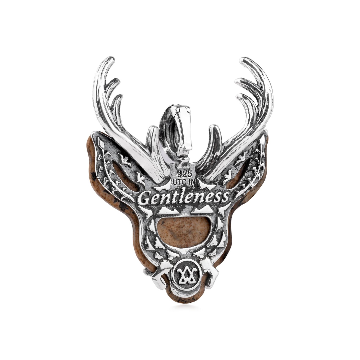 EXCLUSIVELY OURS! Sterling Silver Picture Jasper Deer Pendant Enhancer