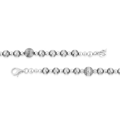 Sterling Silver Bead and Link Necklace
