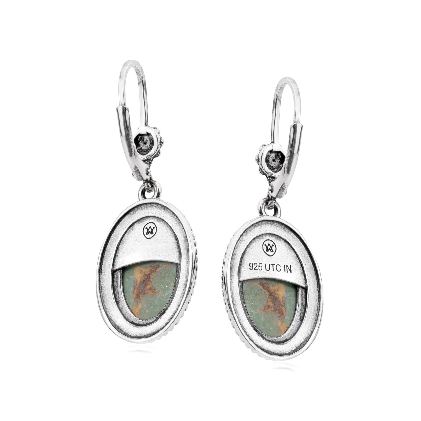 EXCLUSIVELY OURS! Sterling Silver Green Turquoise Oval Drop Lever Back Earrings