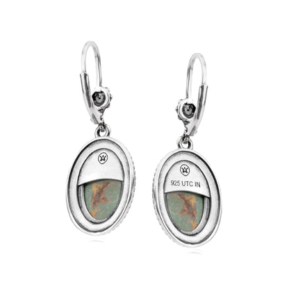 EXCLUSIVELY OURS! Sterling Silver Green Turquoise Oval Drop Lever Back Earrings