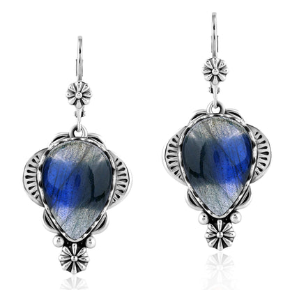 LIMITED EDITION! Sterling Silver Labradorite Pear-Cut Concha Earrings