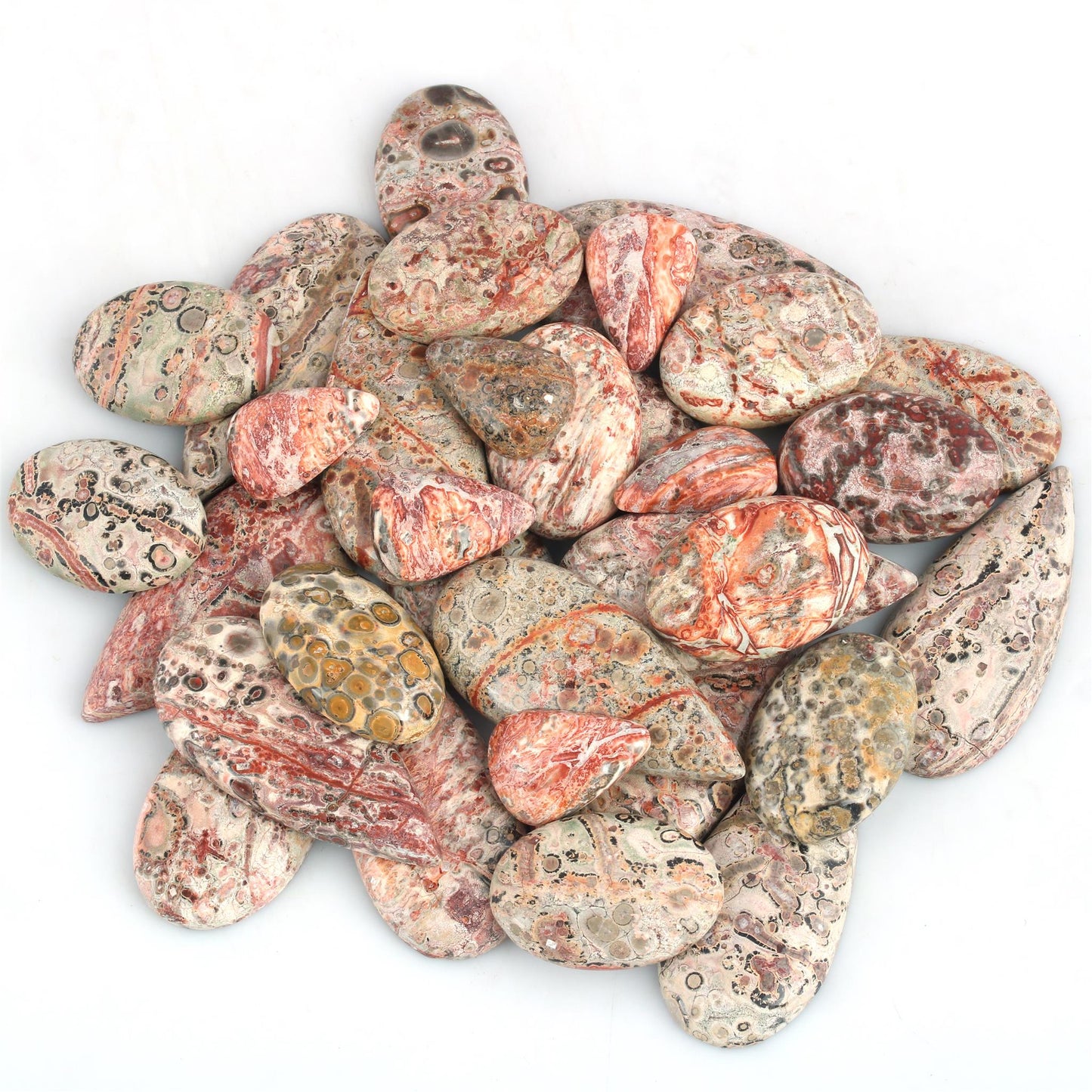 Sterling Silver Leopard Jasper Pear Cut Squash Blossom Earrings