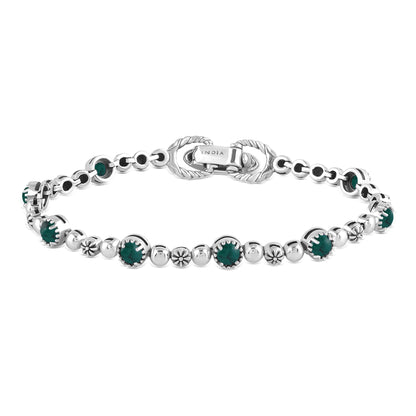 Sterling Silver Chrysocolla Round Beaded Bracelet
