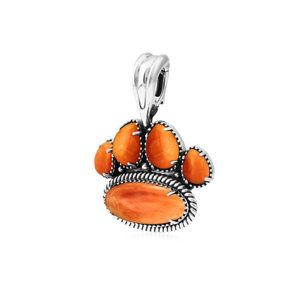EXCLUSIVELY OURS! Sterling Silver Orange Spiny Oyster Pawprint Pendant Enhancer