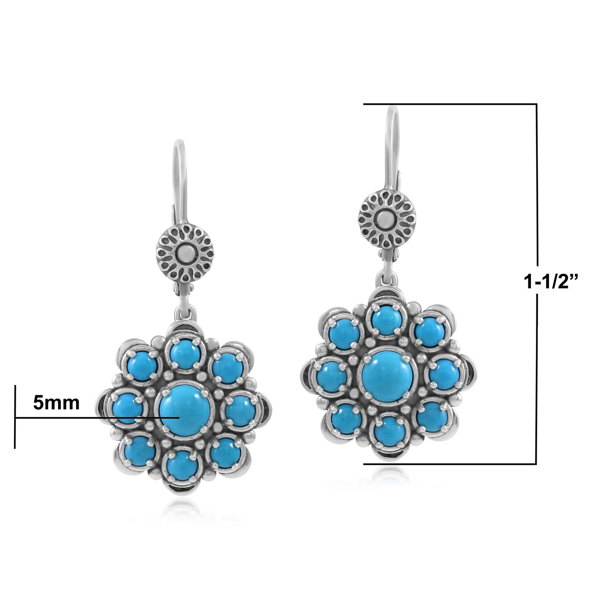 LIMITED EDITION! Sterling Silver Sleeping Beauty Turquoise Flower Cluster Earrings