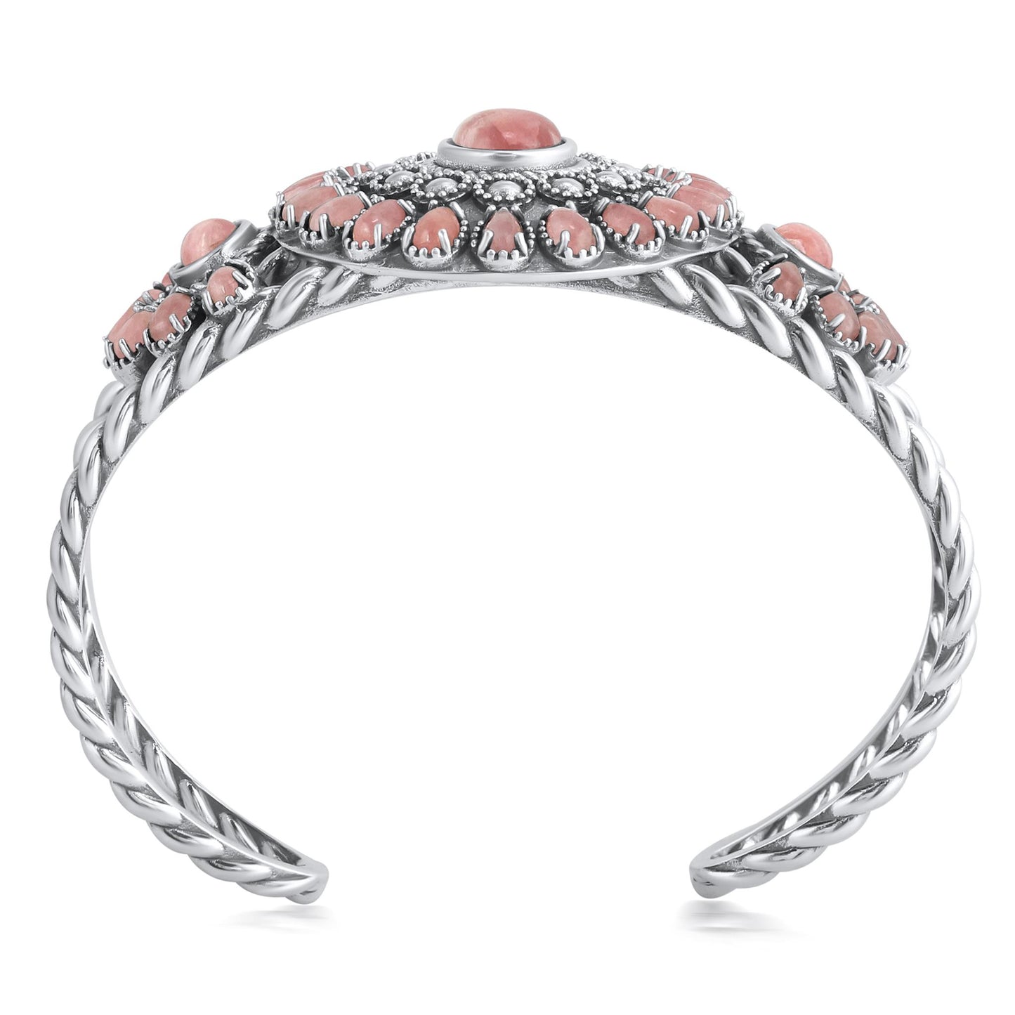 EXCLUSIVELY OURS! Sterling Silver Rhodochrosite Bold Pear and Oval Cut Cuff Bracelet
