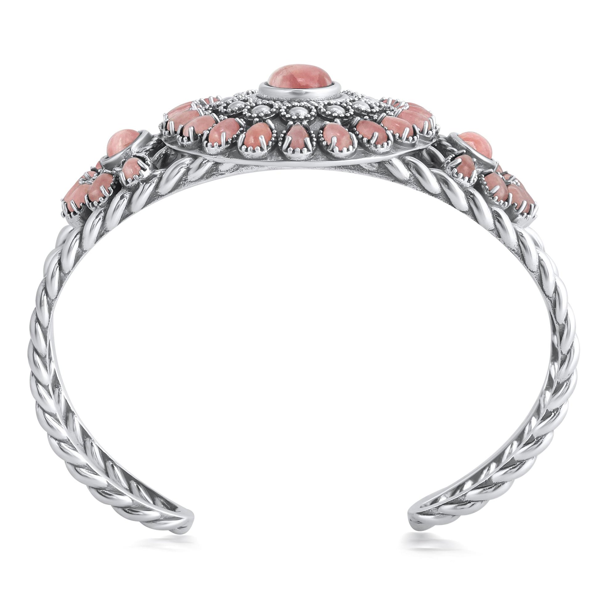 EXCLUSIVELY OURS! Sterling Silver Rhodochrosite Bold Pear and Oval Cut Cuff Bracelet