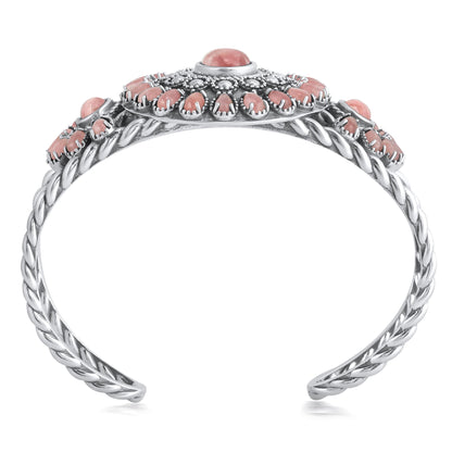EXCLUSIVELY OURS! Sterling Silver Rhodochrosite Bold Pear and Oval Cut Cuff Bracelet