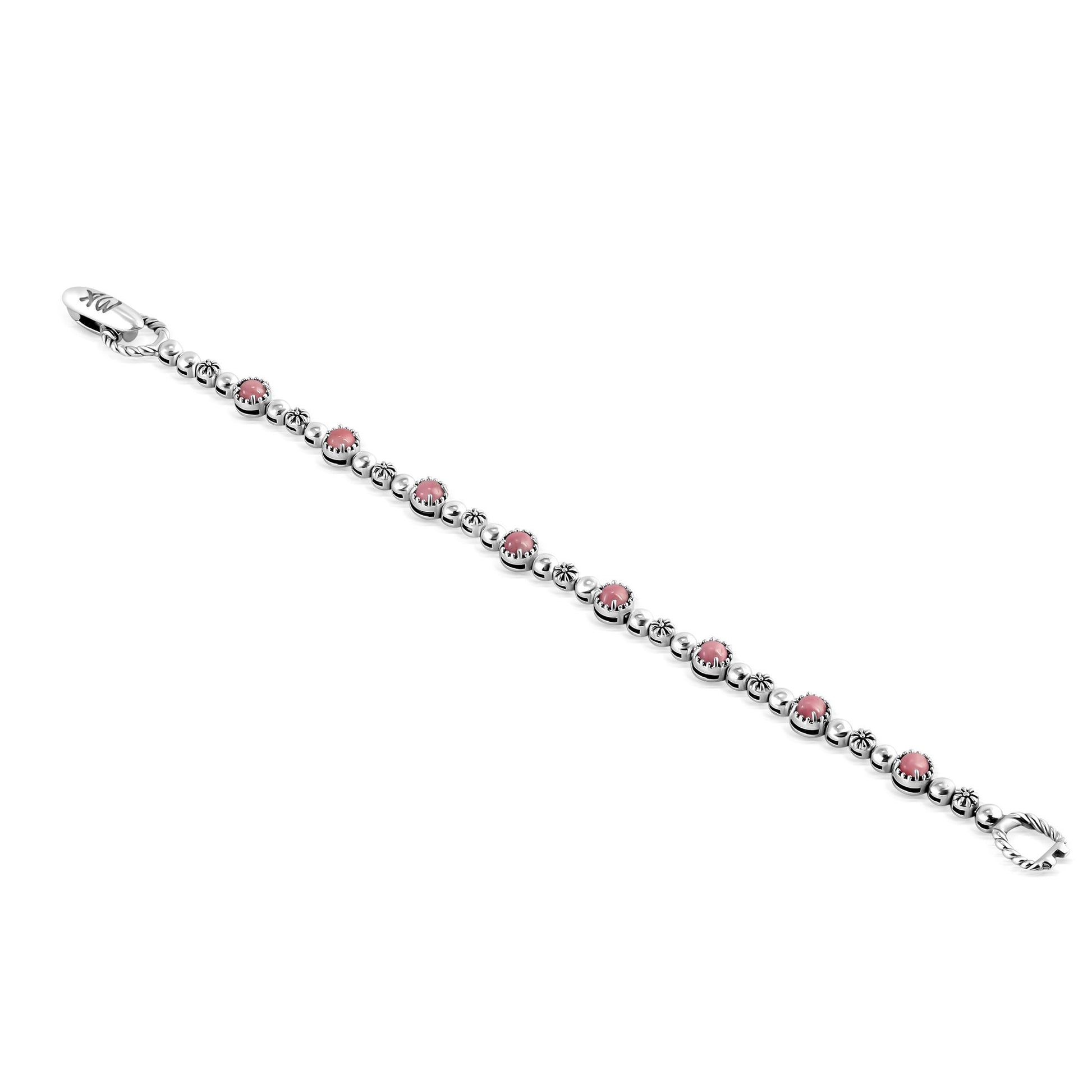 EXCLUSIVELY OURS! Sterling Silver Rhodonite Round Beaded Bracelet