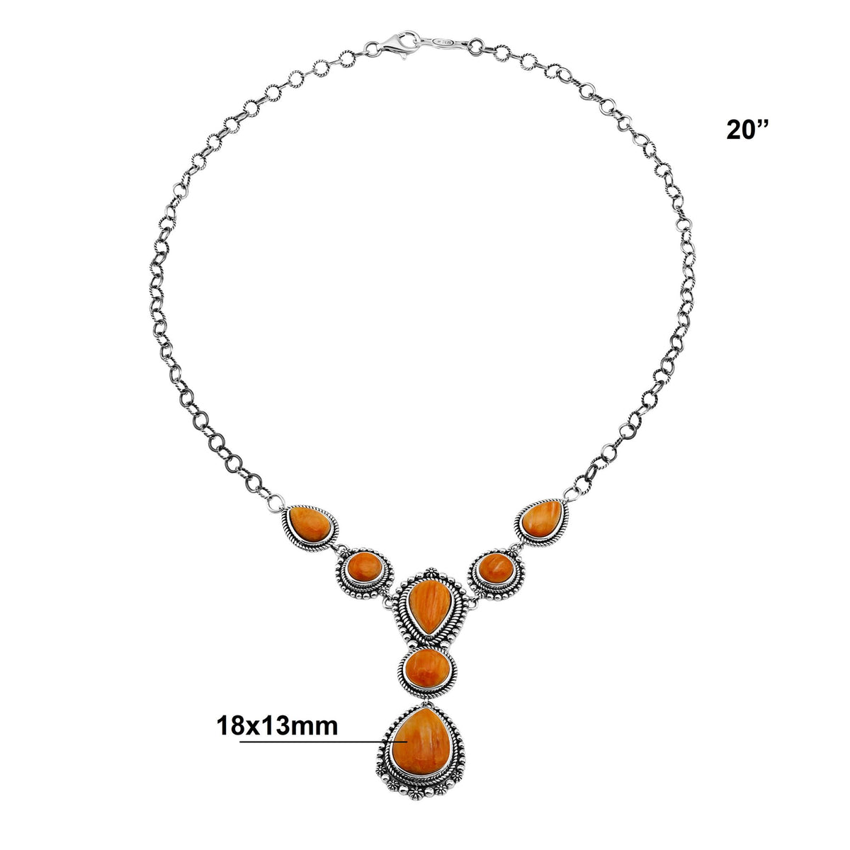 EXCLUSIVELY OURS! Sterling Silver Orange Spiny Oyster Rope and Bead Necklace