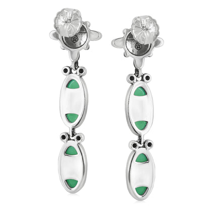 Sterling Silver Chrysoprase Oval Concha Earrings 