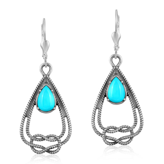 EXCLUSIVELY OURS! Sterling Silver Kingman Turquoise Lasso Love Knot Dangle Earrings