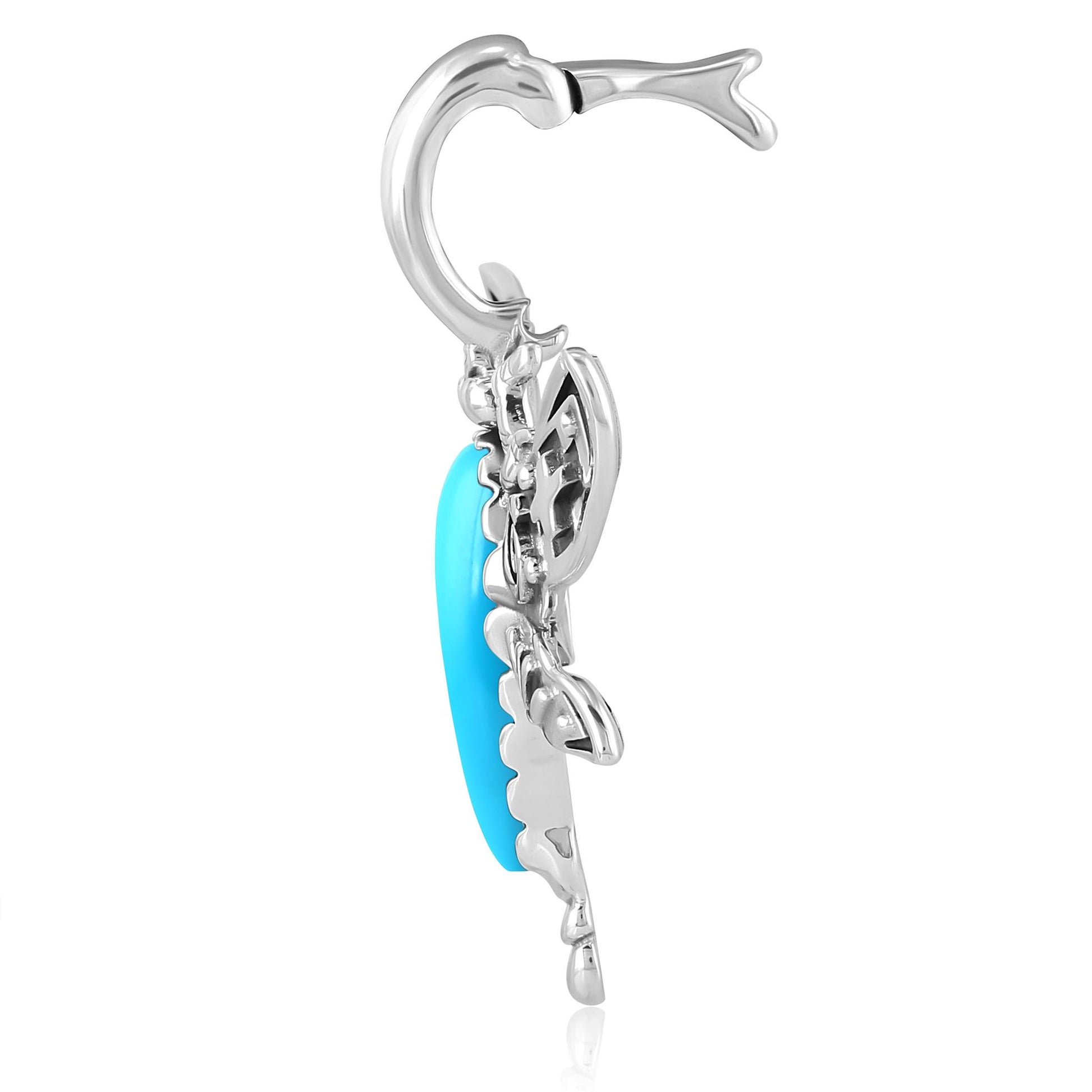 Sterling Silver Sleeping Beauty Turquoise Dragonfly Pendant Enhancer