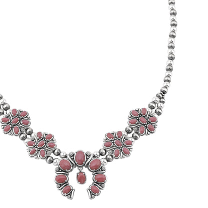  Sterling Silver Rhodonite Oval Cluster Naja Necklace
