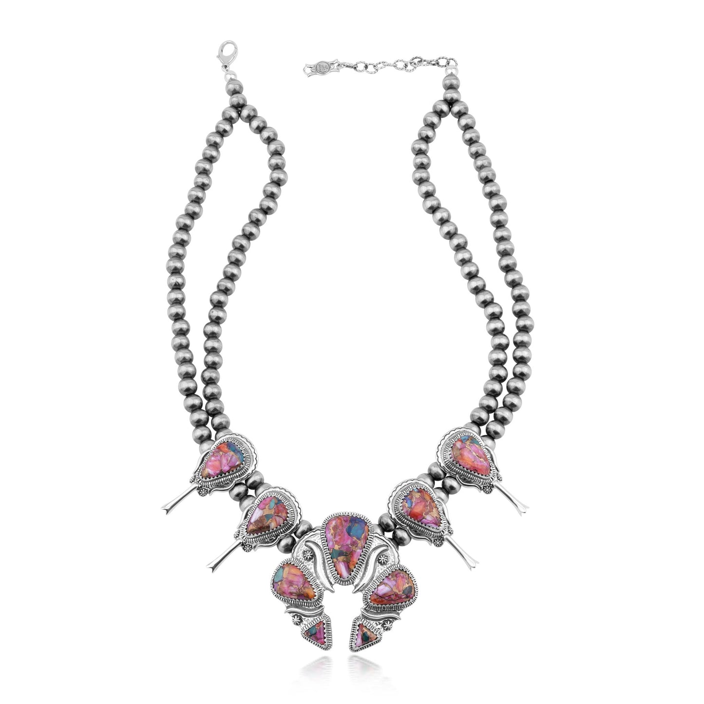 EXCLUSIVELY OURS! Sterling Silver Painted Desert Mosaic Large Naja Squash Blossom Necklace