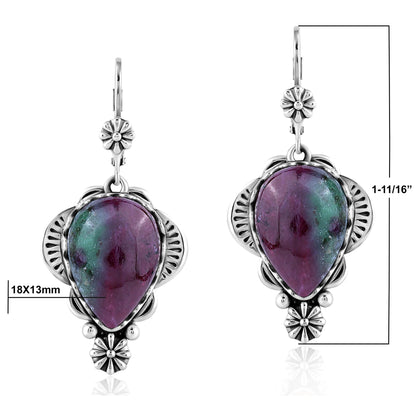 LIMITED EDITION! Sterling Silver Ruby Zoisite Pear-Cut Concha Earrings