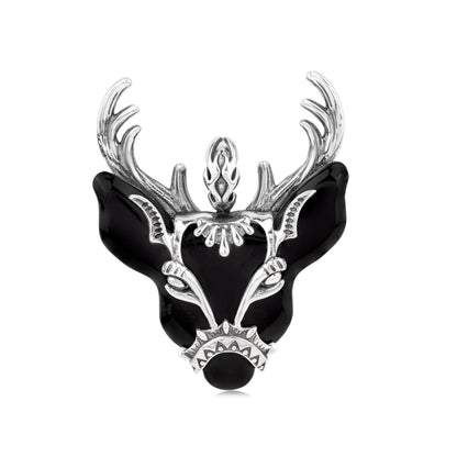 EXCLUSIVELY OURS! Sterling Silver Black Agate Deer Pendant Enhancer