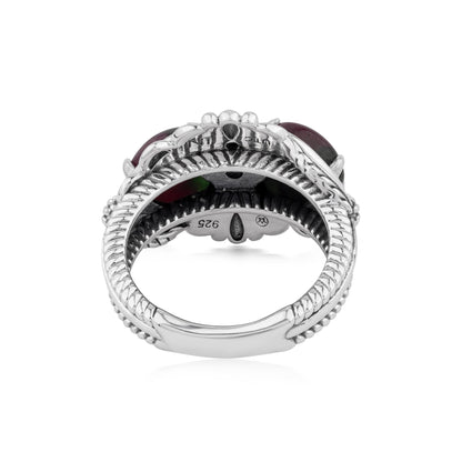 EXCLUSIVELY OURS! Sterling Silver Ruby Zoisite Double Heart Ring, Sizes 5 to 11