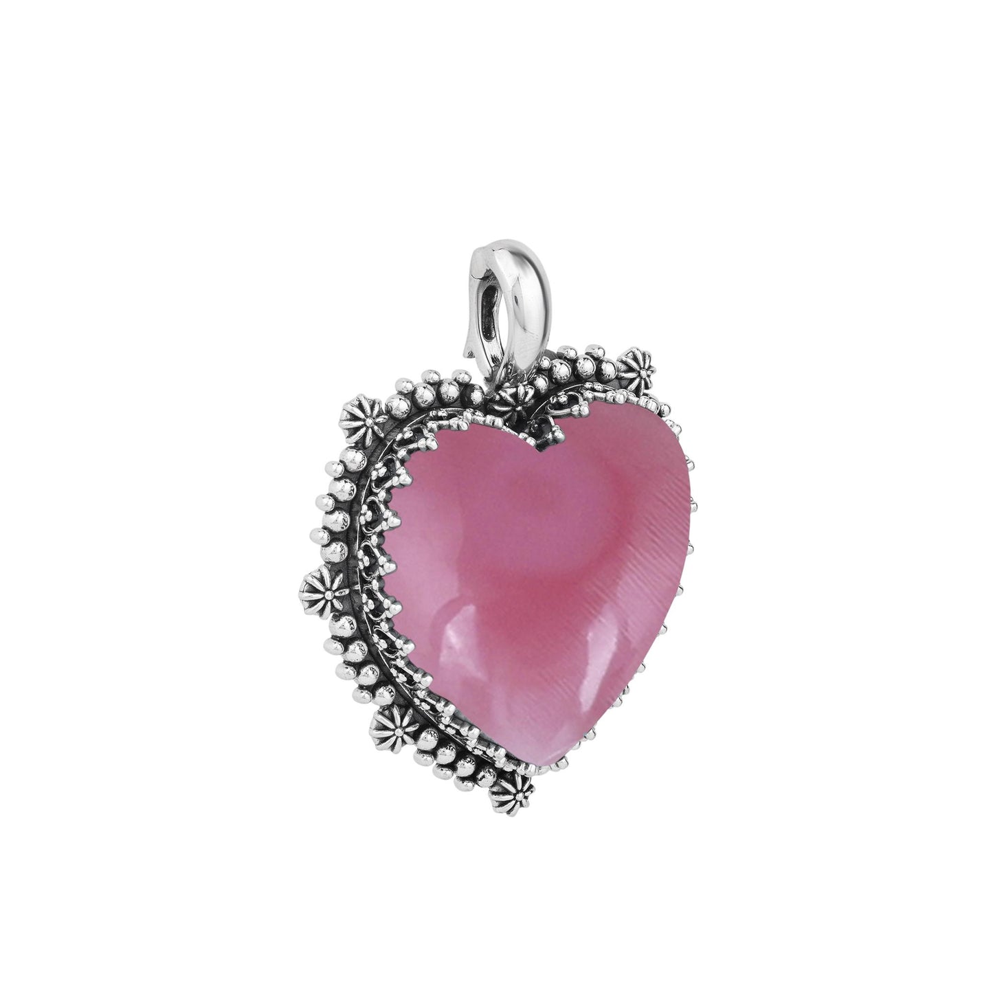 EXCLUSIVELY OURS! Sterling Silver Pink Concha Shell Heart Pendant Enhancer