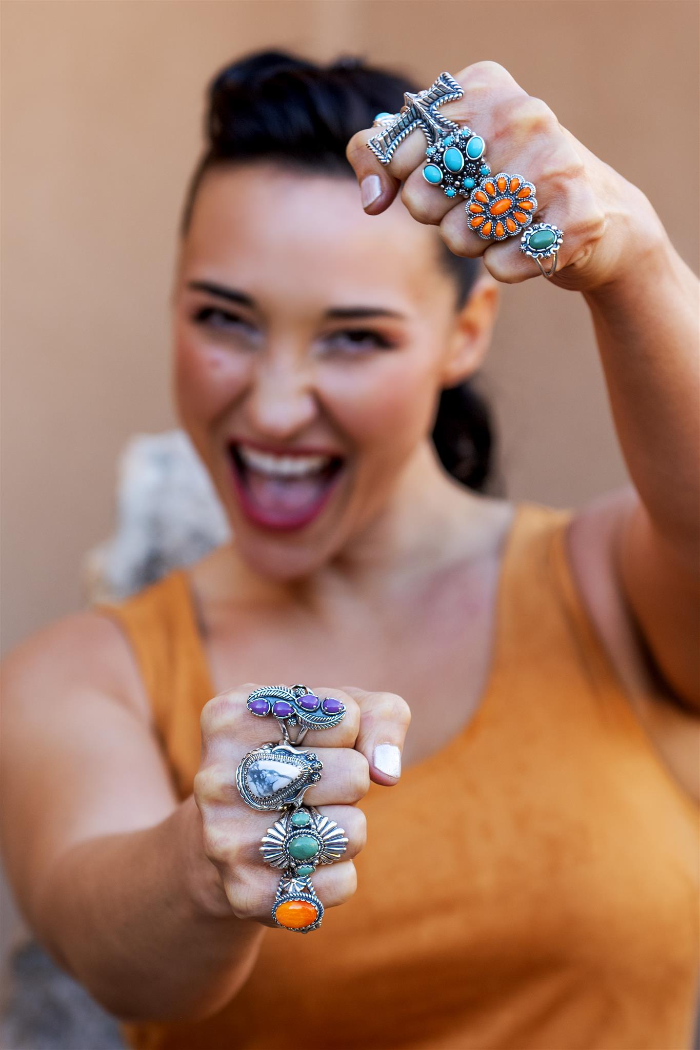 EXCLUSIVELY OURS! Sterling Silver Orange Spiny Oyster Flower Cluster Ring, Sizes 5 to 10