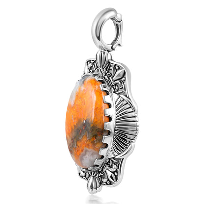 Sterling Silver Bumblebee Jasper Oval Pendant Enhancer