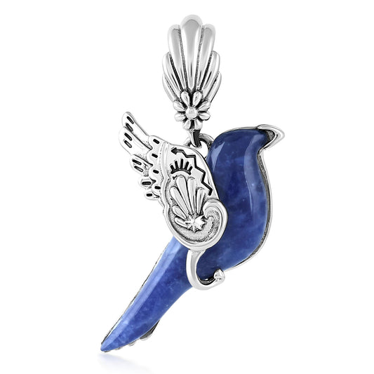 Sterling Silver Sodalite Bird Pendant Enhancer
