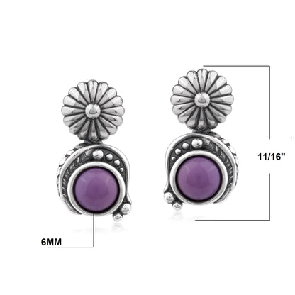 Sterling Silver Phosphosiderite Leaf and Concha Gemstone Post Earrings