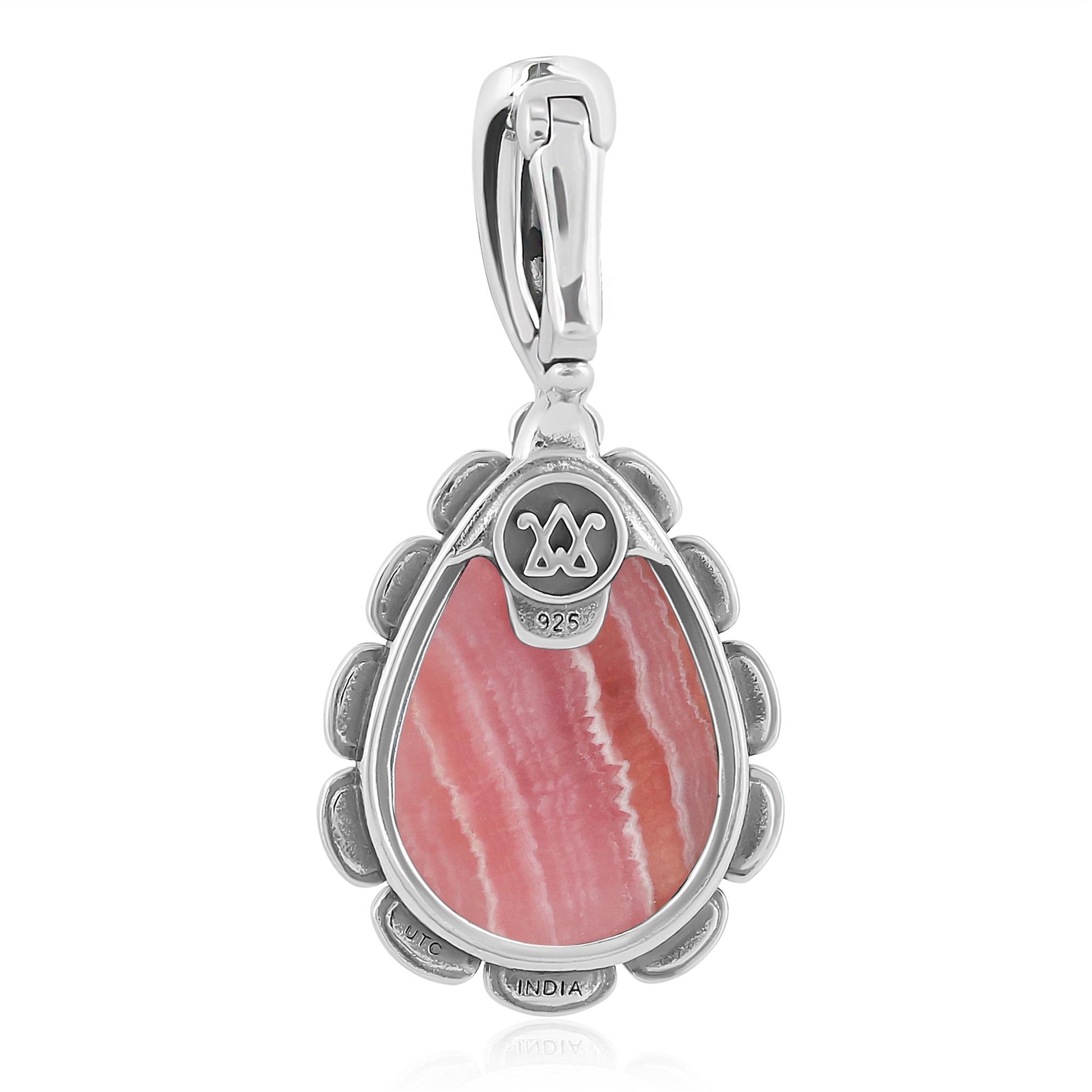 Sterling Silver Rhodochrosite Teardrop Pendant Enhancer
