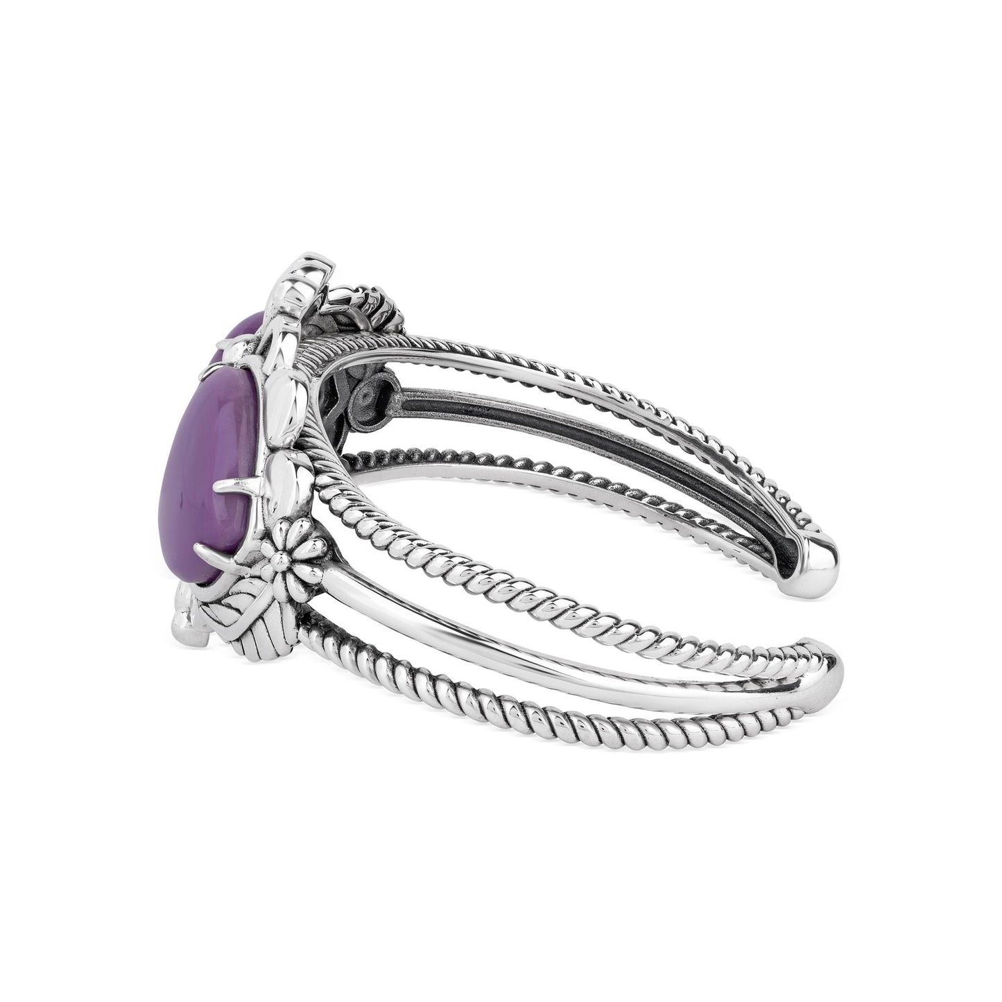 EXCLUSIVELY OURS! Sterling Silver Phosphosiderite Double Heart Cuff Bracelet, Sizes Small to Large