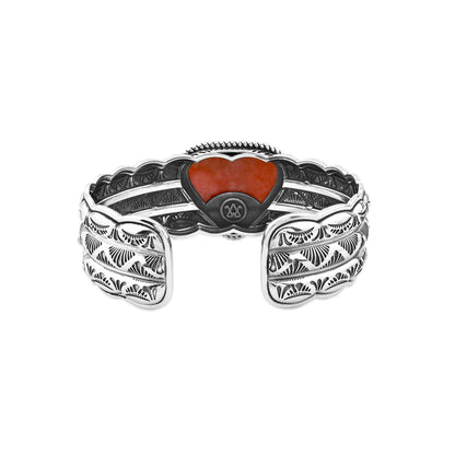 Sterling Silver Rhodonite Gemstone Butterfly Hinged Cuff Bracelet