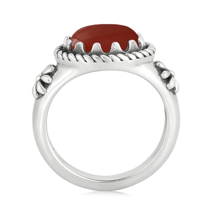 Sterling Silver Red Jasper East West Ring