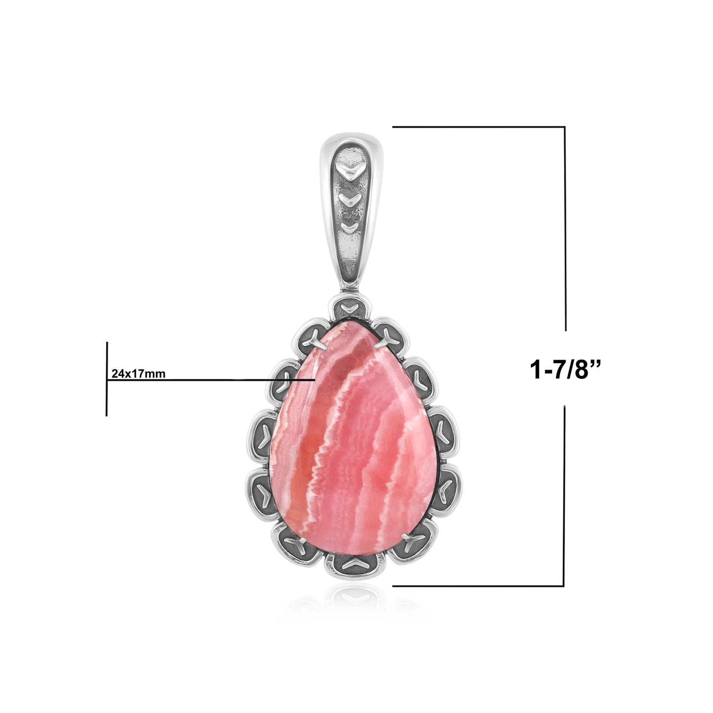Sterling Silver Rhodochrosite Teardrop Pendant Enhancer