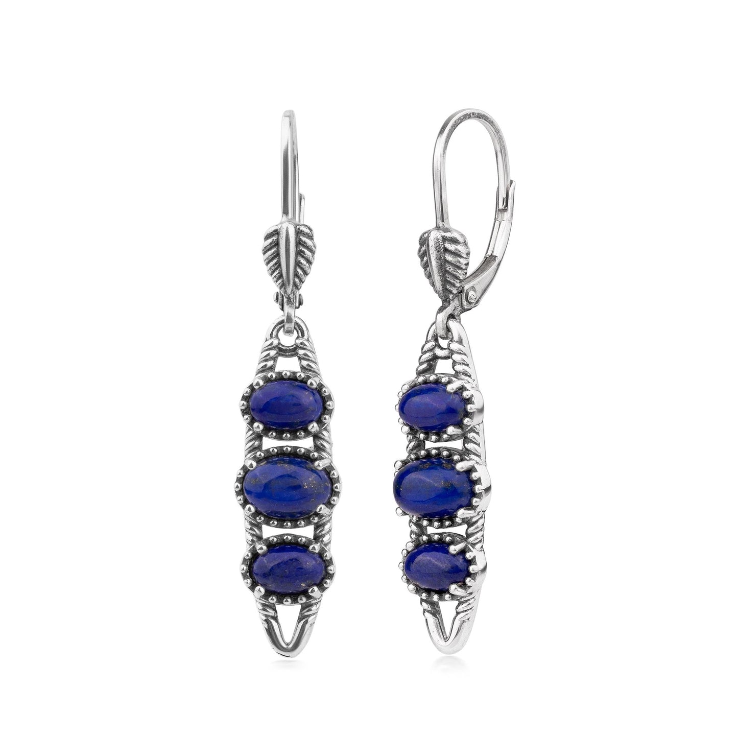 EXCLUSIVELY OURS! Sterling Silver Lapis Friendship Lever Back Dangle Earrings