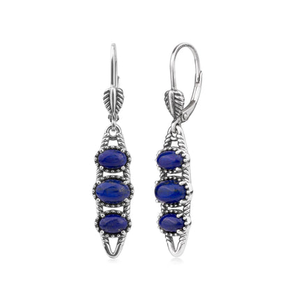 EXCLUSIVELY OURS! Sterling Silver Lapis Friendship Lever Back Dangle Earrings