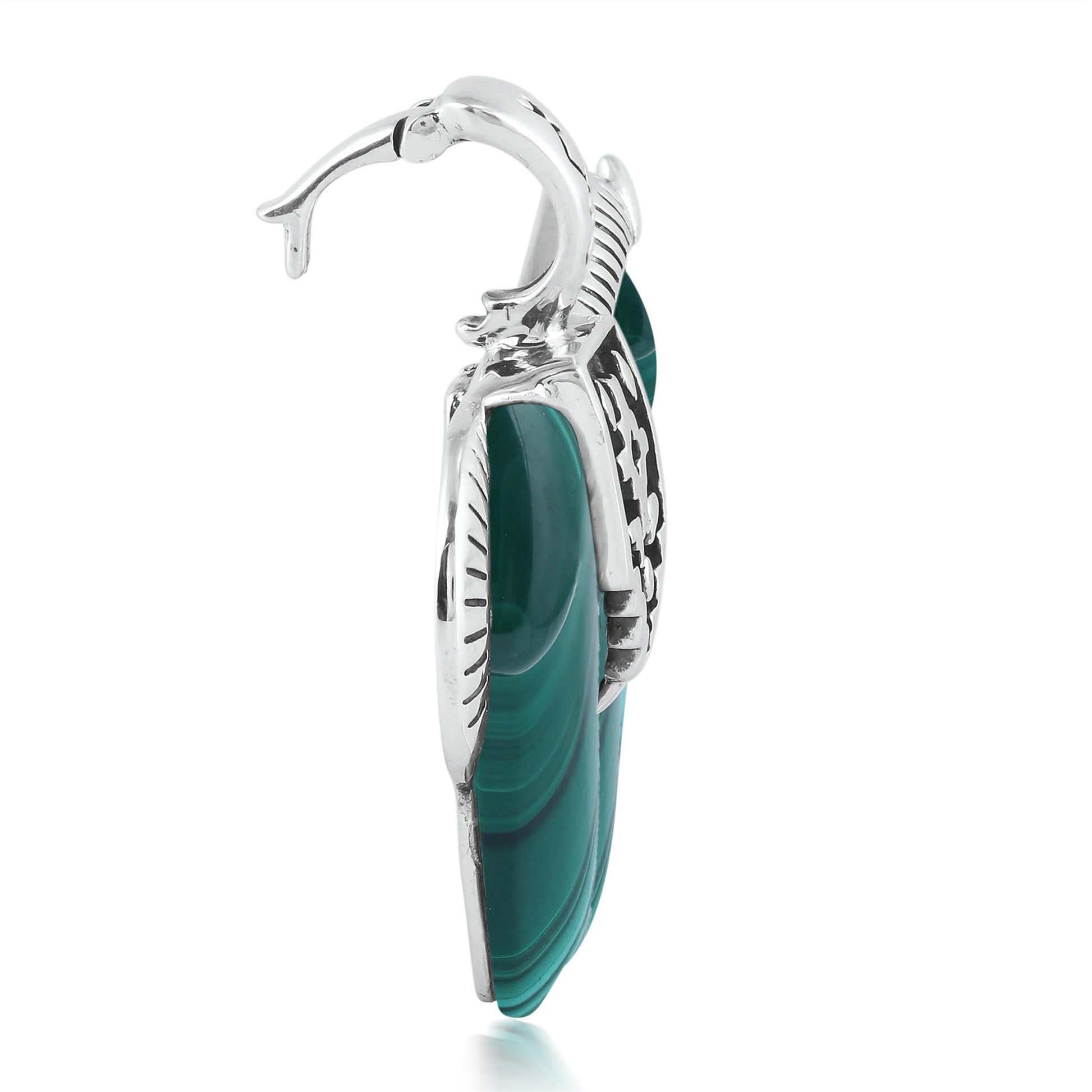 Sterling Silver Malachite Spirit Horse Pendant Enhancer